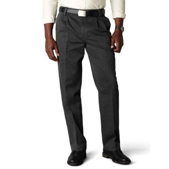 Dockers D3 Signature Classic-Fit Pleated Pants Mens 36x30 Dark Gray NEW - Picture 1 of 12